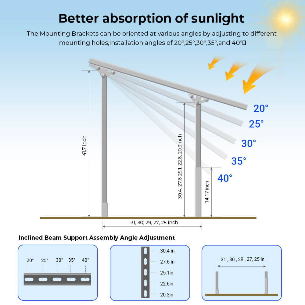 Modular & Expandable Ground Mount Brackets for 2× 400W–590W Solar Panels | Heavy-Duty Adjustable