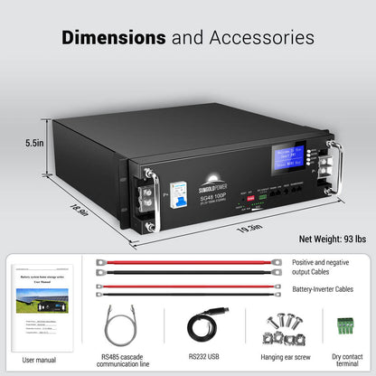 48V 100AH Server Rack LiFePO4 Lithium  Battery SG48100P UL1973  UL9540A