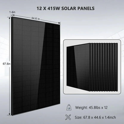 Off-Grid Solar Kits 12kW/15kW/18kW Options 120V/240V with 48v LiFePO4 Lithium Batteries & 415w Solar Panels SGR-18K20E