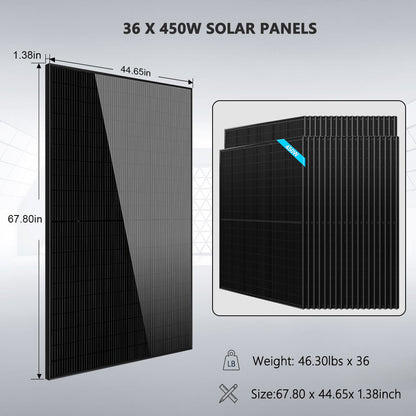 Hybrid Solar Kit 11.4KW 48V Split Phase 51.2 KWH Lithium Battery 36 X 450 Watt Solar Panel (Optional) SGH-11N5E