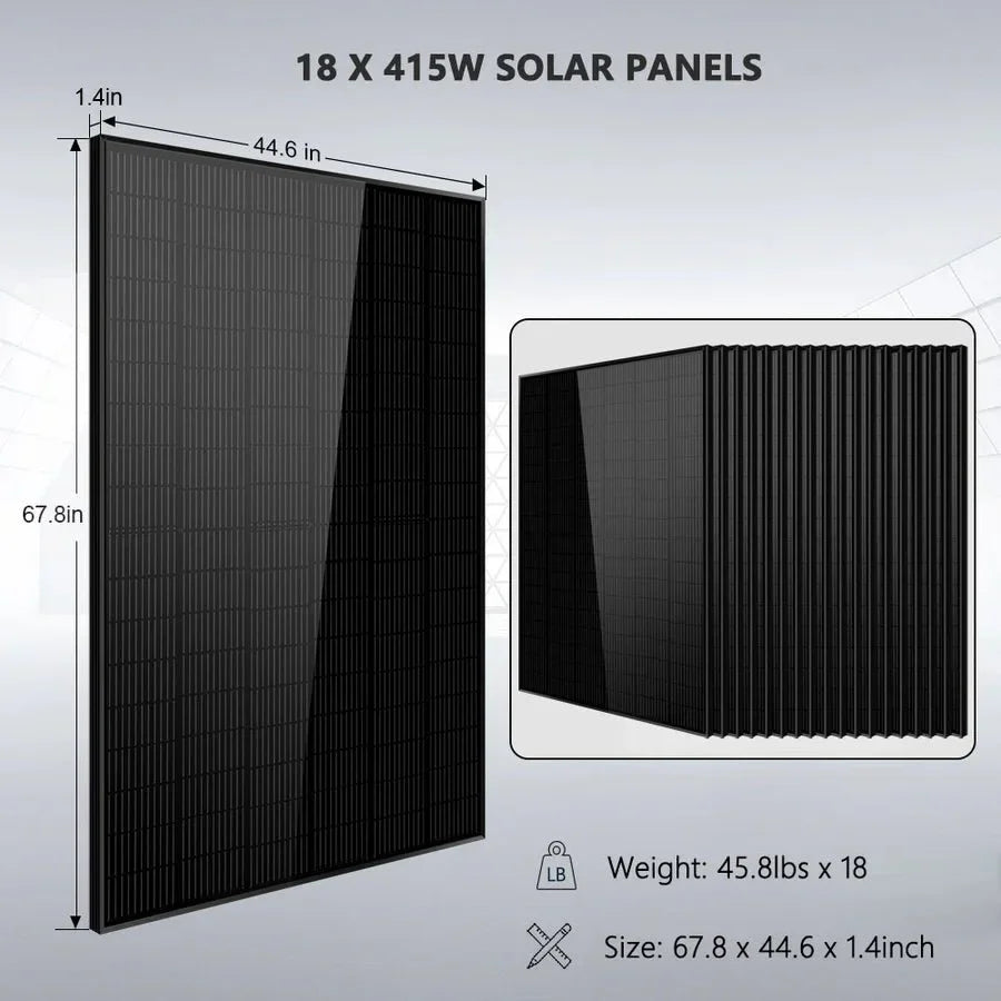 Off-Grid Solar Kits 12kW/15kW/18kW Options 120V/240V with 48v LiFePO4 Lithium Batteries & 415w Solar Panels SGR-18K20E