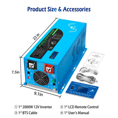 2000W DC 12V Pure Sine Wave Inverter With Charger