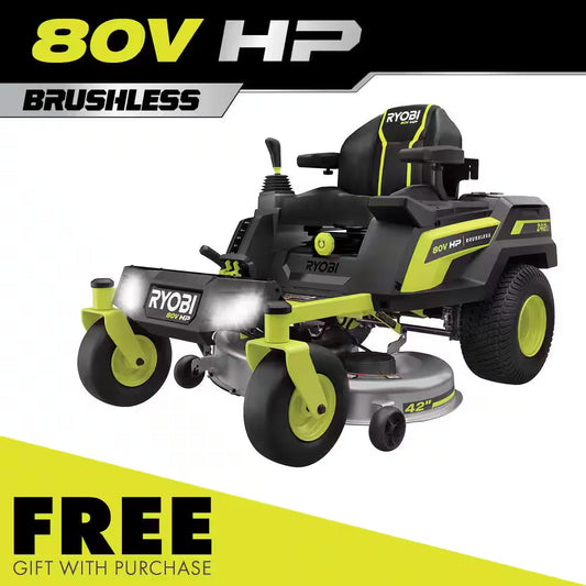 80V HP Brushless 42 In. Battery Electric Cordless Zero Turn Riding Mower (2) 80V Batteries (2) 40V Batteries and Charger