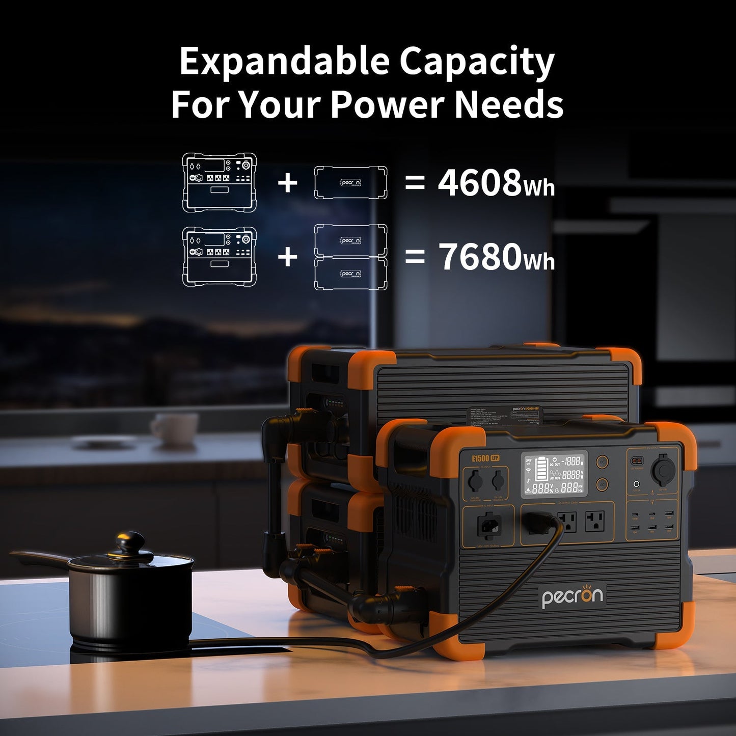 PECRON E1500LFP Expandable Portable Power Station 2200W 1536Wh