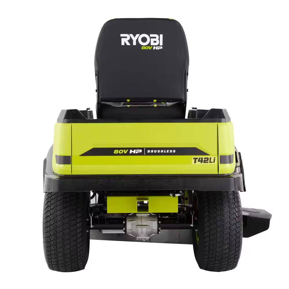 80V HP Brushless 42 In. Battery Electric Cordless Riding Lawn Tractor with (3) 80V 10Ah Batteries and Charger