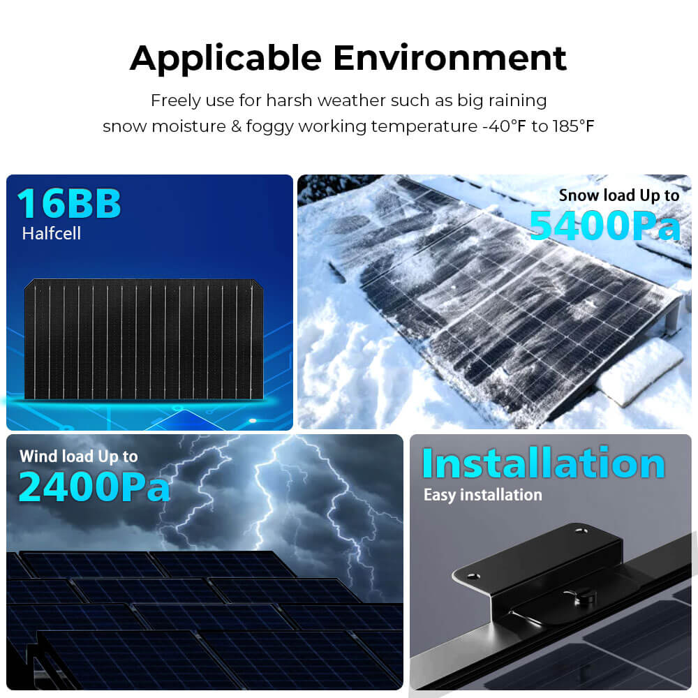 440W Mono Black N-Type Solar Panel UL61730 CEC Listed