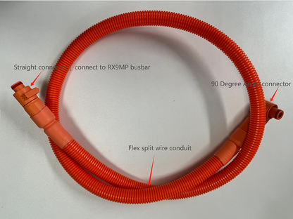1/0 AWG cable for RUiXU RX9MP Busbar | Orange+ Black | One Pair Straight + 90 degree angle pluggable  connector, Play and Plug, 200cm,