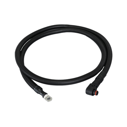 Lithi2-16 battery 1/0 AWG cables - 3/8" Lug +  90 degree angle pluggable connector |  Orange+ Black, 200cm