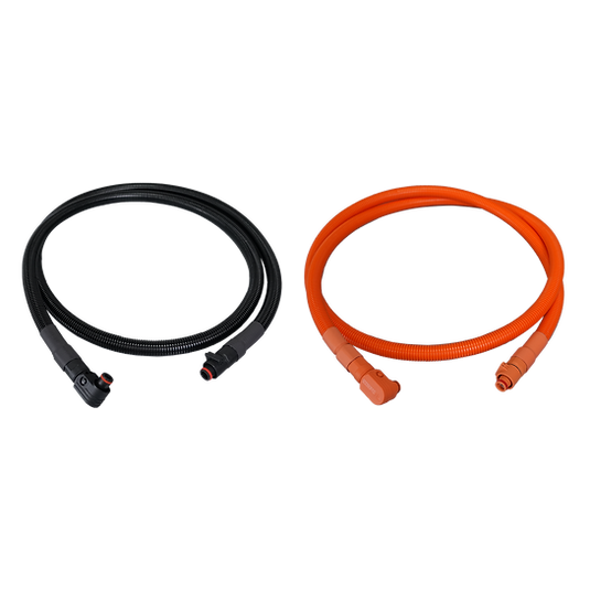 1/0 AWG cable for RUiXU RX9MP Busbar | Orange+ Black | One Pair Straight + 90 degree angle pluggable  connector, Play and Plug, 200cm,