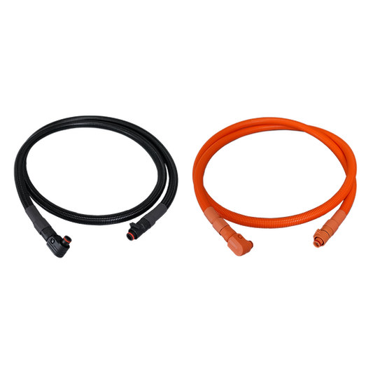 1/0 AWG cable for RUiXU RX9MP Busbar | Orange+ Black | One Pair Straight + 90 degree angle pluggable  connector, Play and Plug, 200cm,
