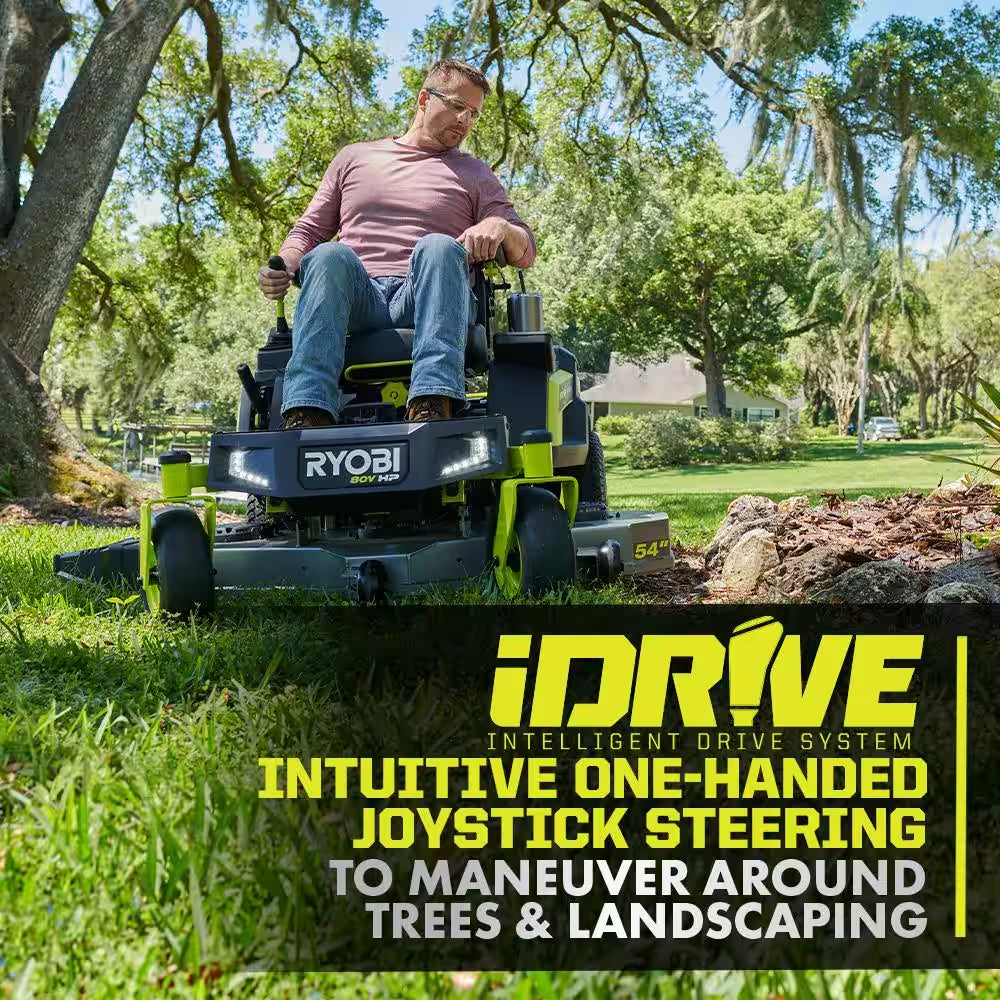 80V HP Brushless 54 In. Battery Electric Cordless Zero Turn Riding Mower (3) 80V Batteries (4) 40V Batteries and Charger