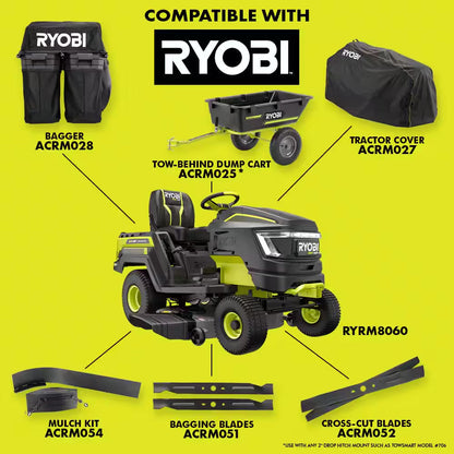 80V HP Brushless 42 In. Battery Electric Cordless Riding Lawn Tractor with (3) 80V 10Ah Batteries and Charger