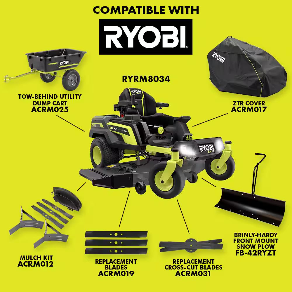 80V HP Brushless 54 In. Battery Electric Cordless Zero Turn Riding Mower (3) 80V Batteries (4) 40V Batteries and Charger