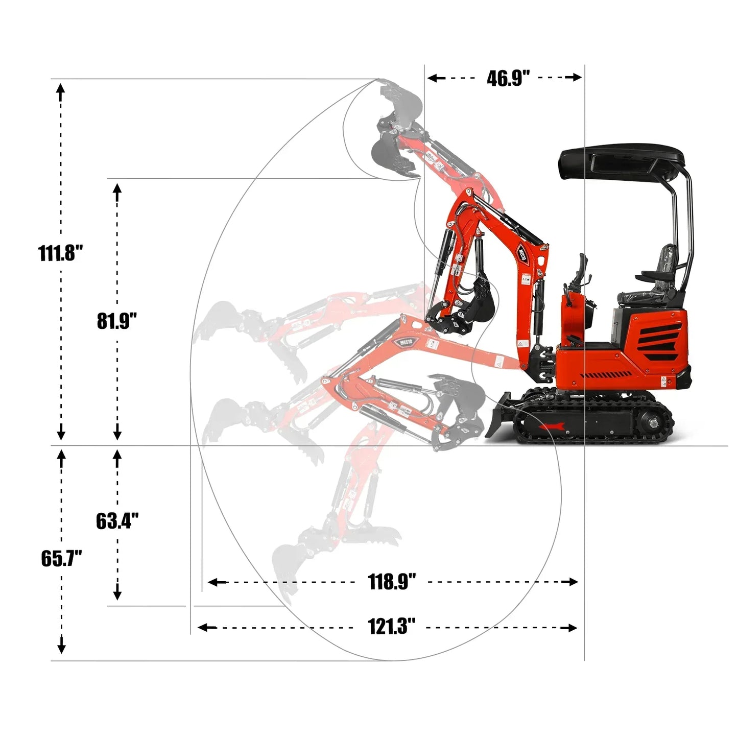 Mini Compact Excavator HONDA GX390 Engine, 65.7” Max. Digging Depth, 2280 LBS Operating Weight, MEC10